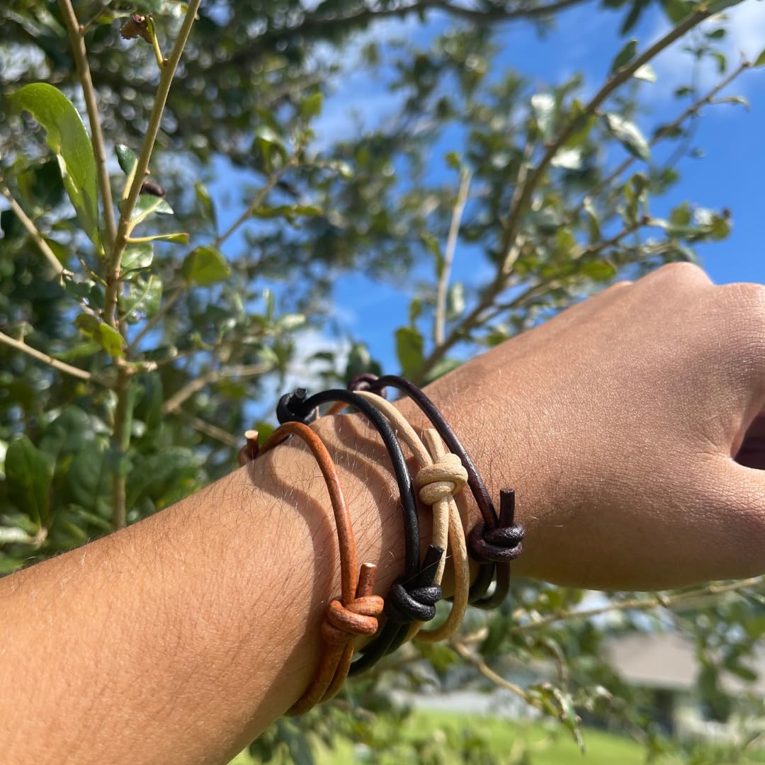 3 mm Men Genuine Leather Bracelet – Handmade Adjustable Cuff, Mens Minimalism Leather Wrap Wristband, Simple Accessories, Premium Leather, Women