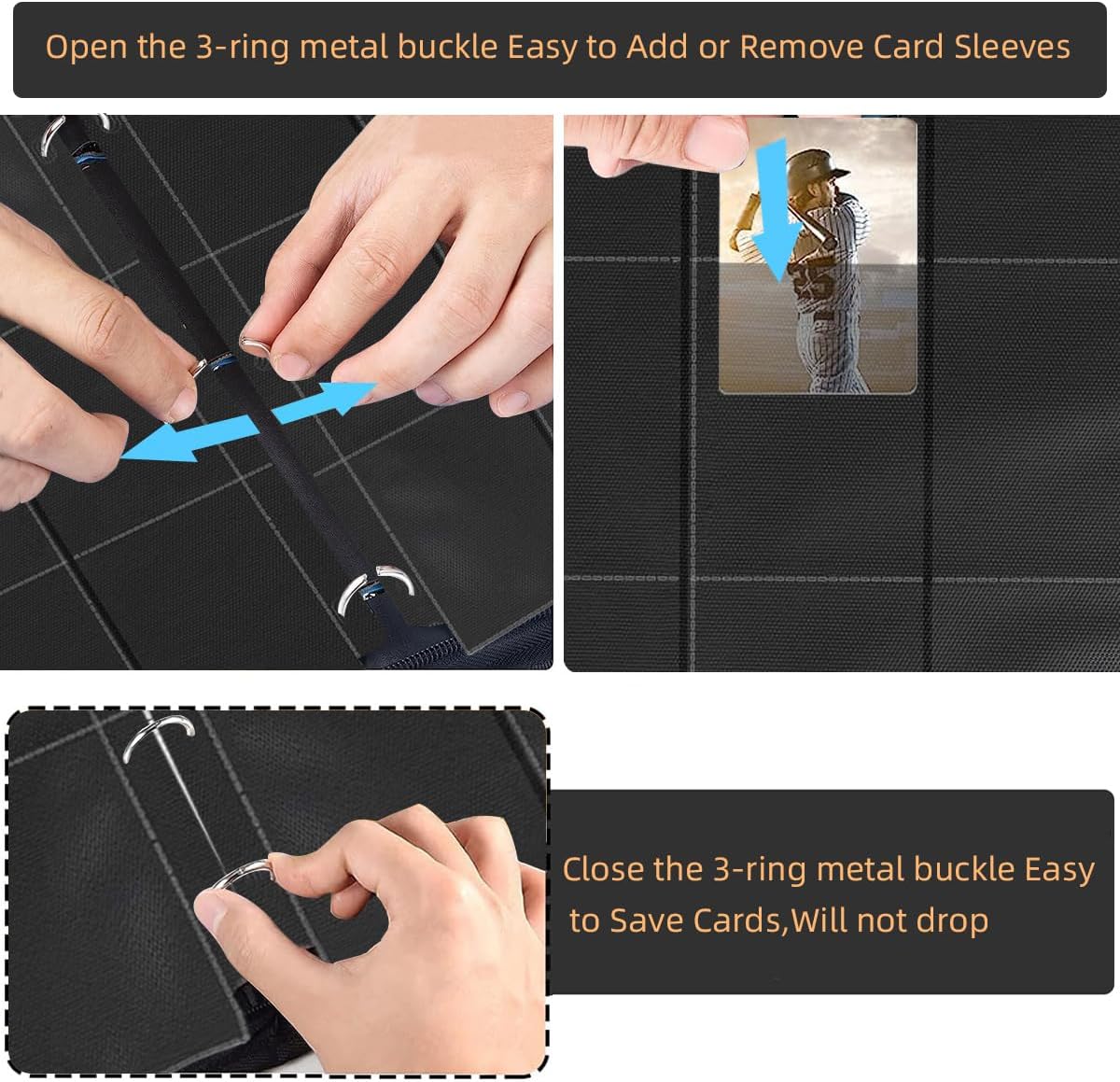 Carpeta de tarjetas de 900 bolsillos, carpeta de tarjetas intercambiables con cremallera, bolsillos de doble cara, funda de transporte para tarjetas
