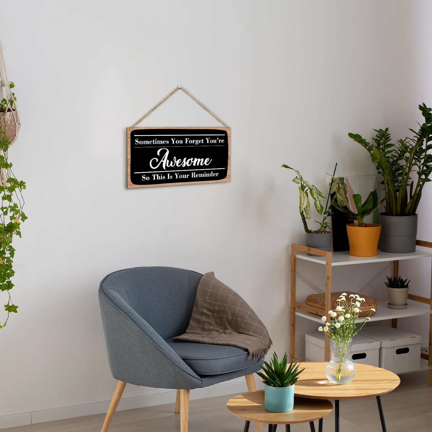 Sometimes You Forget You’re Awesome Encouragement – Letrero colgante de madera, decoración de pared para puerta delantera, placa de madera para casa