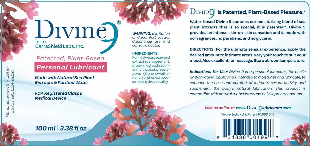 Divine 9 Carrashield Labs Inc. 82237 Lubricante a base de agua 3.4 fl oz