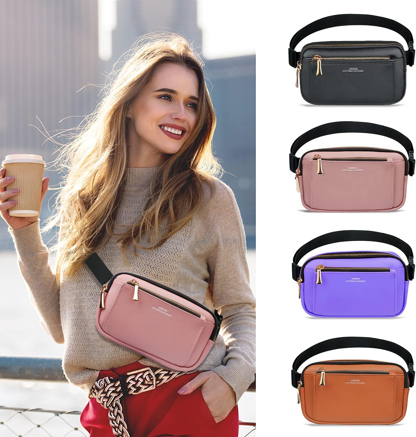 Riñonera para mujer, riñonera de cuero a la moda para hombres y niñas, talla grande, con correa ajustable, impermeable, lindas bolsas de cadera para