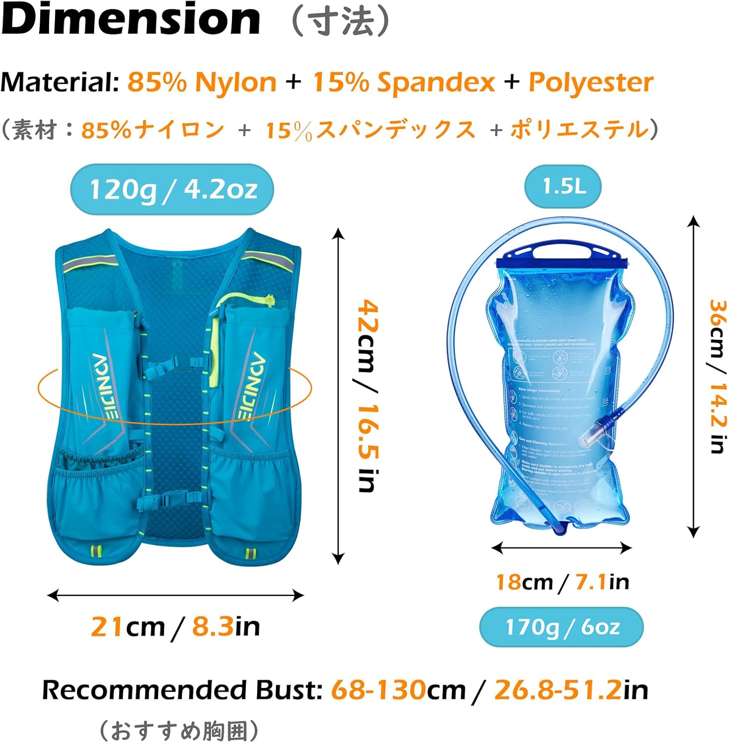 TRIWONDER – Mochila de hidratación para senderismo, bolsa de agua, chaleco para correr, para uso al aire libre, ciclismo, festivales, raves,