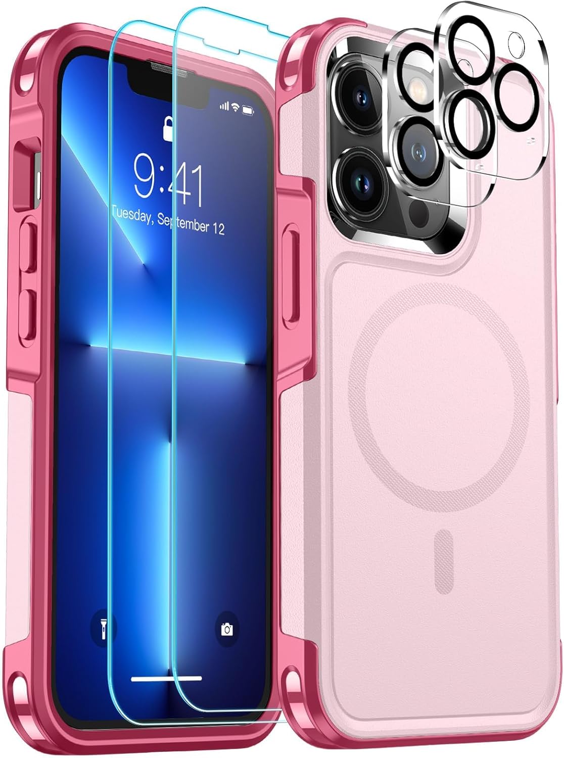 SUPFINE Funda magnética para iPhone 13 Pro (compatible con MagSafe) (protección contra caídas de grado militar de 10 pies), 2X (protector de