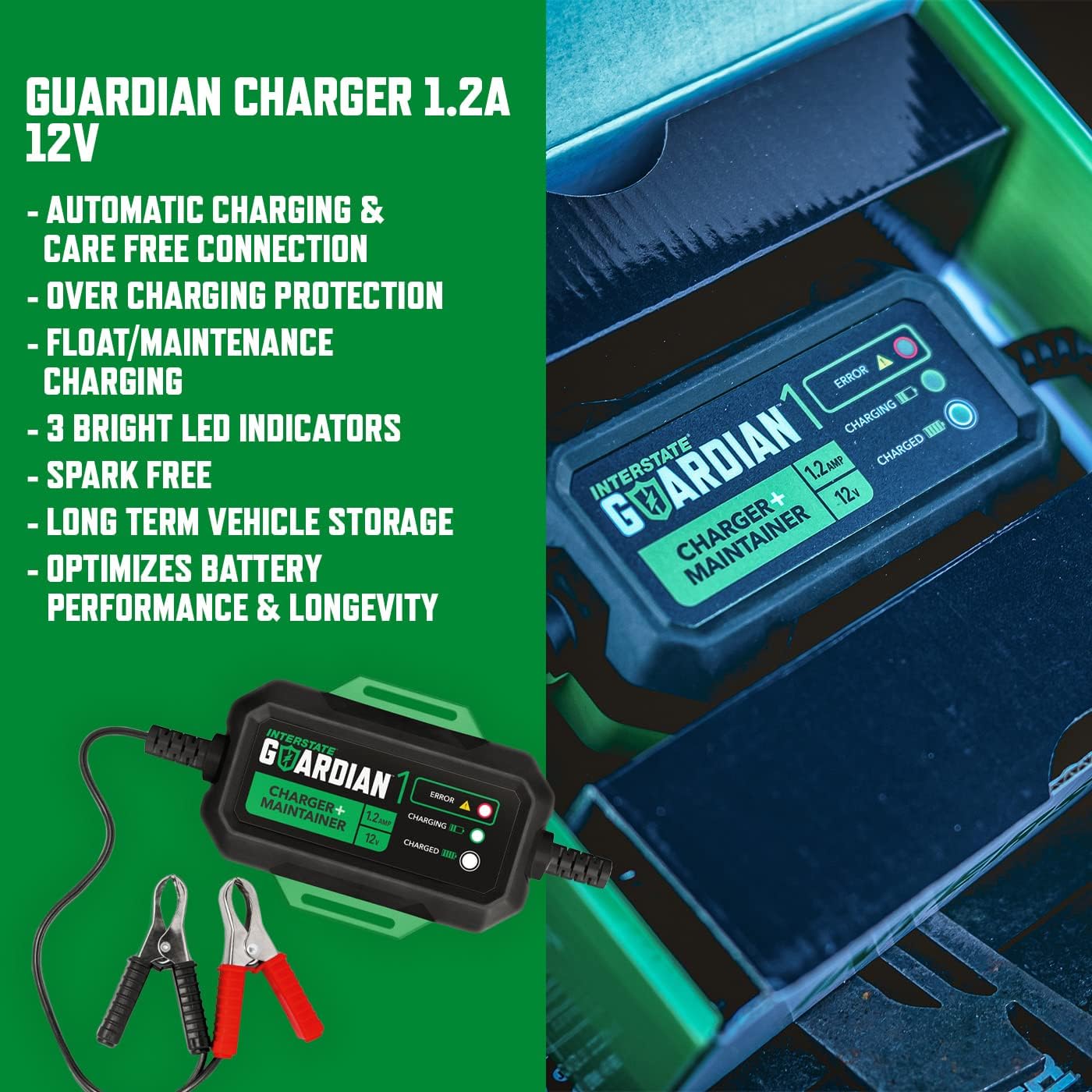 Interstate Batteries YT9B-BS Powersports Batería y cargador (paquete) Batería AGM de 12 V 8 Ah para motocicletas, bicicletas, cuatrimotos, scooters