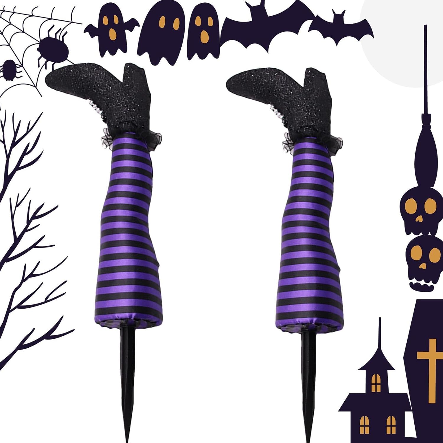 1 par de patas de bruja de Halloween de 18 pulgadas al revés para patas de bruja malvada  Estacas de patas y pies de brujas, estacas de Halloween,
