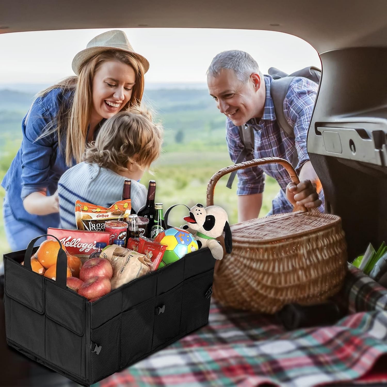 Organizador de maletero de automóvil, organizador de almacenamiento plegable para maletero, Poratble para SUV, accesorios automotrices de viaje