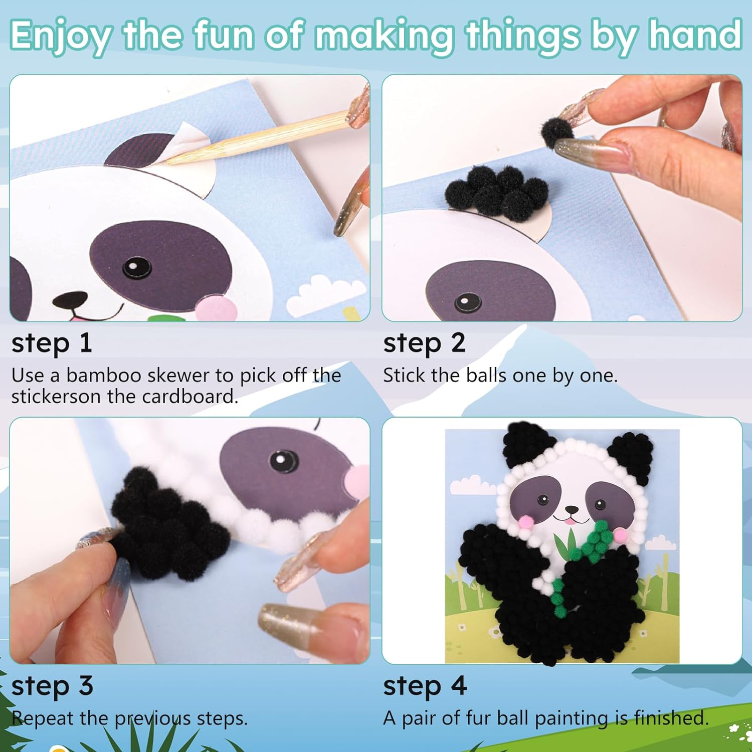 iCraftine Kit de arte y manualidades con pompones para niños de 2, 3, 4, 5, 6 años – Fácil actividad artística para niños pequeños actividades