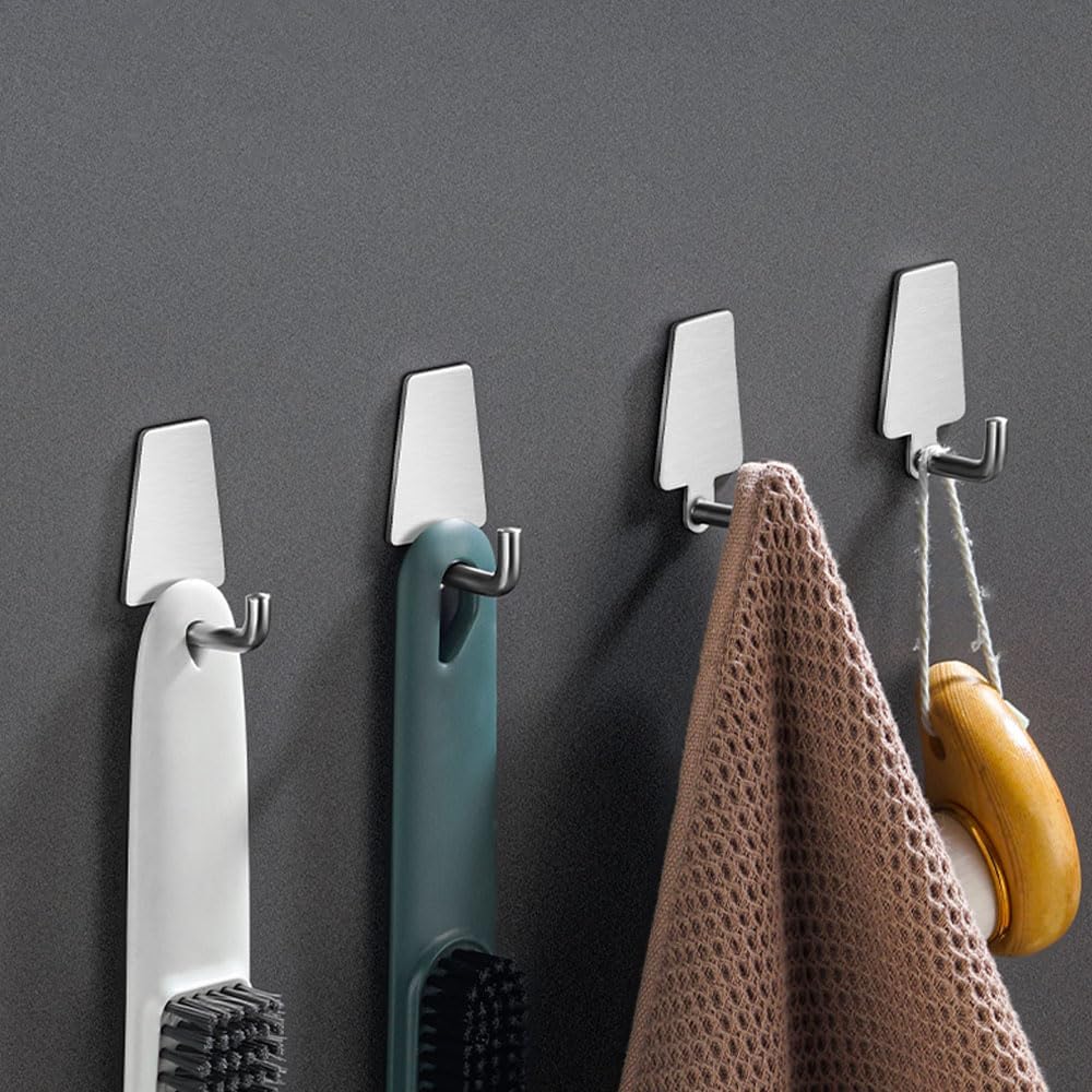 Ganchos de pared para colgar, ganchos para toallas de baño, gancho de acero inoxidable resistente al agua, ganchos modernos (gancho de pino, 8