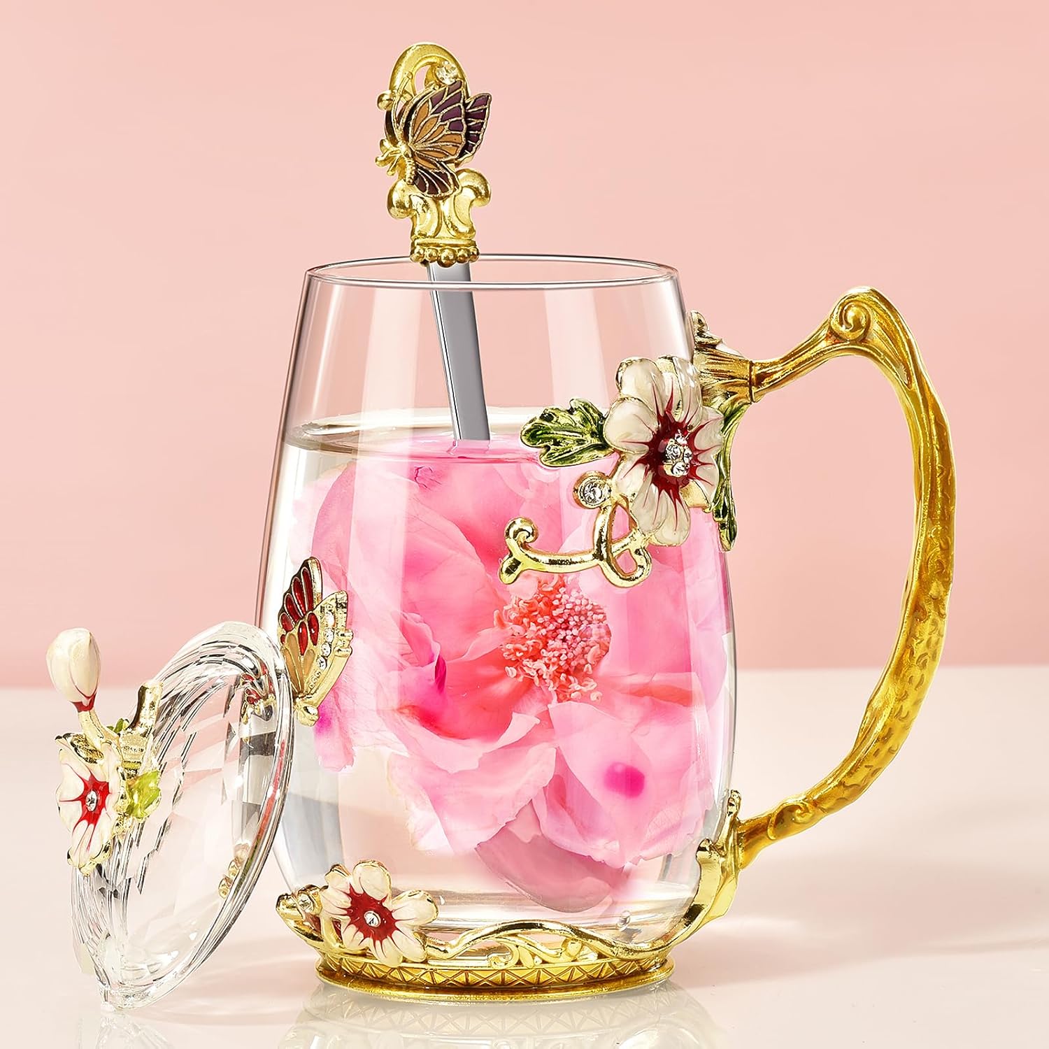 Wisolt Regalos de cumpleaños para mujeres, regalos para el día de la madre, taza de té de vidrio esmaltado, regalos para ella, mamá, abuela,