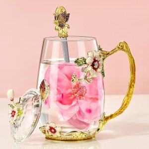 Wisolt Regalos de cumpleaños para mujeres, regalos para el día de la madre, taza de té de vidrio esmaltado, regalos para ella, mamá, abuela, Wisolt Regalos de cumpleaños para mujeres, regalos para el día de la madre, taza de té de vidrio esmaltado, regalos para ella, mamá, abuela,