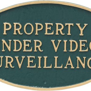 Placa ovalada de metal fundido bajo videovigilancia – Placa de visualización de pared o césped – Señal de seguridad para el hogar o negocio – Placa ovalada de metal fundido bajo videovigilancia – Placa de visualización de pared o césped – Señal de seguridad para el hogar o negocio –