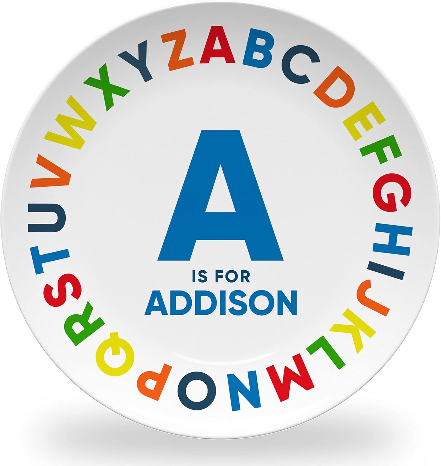 Tiny Expressions – Placa personalizada del alfabeto con nombre personalizado y diseño colorido ABC  Sin BPA  Apta para lavavajillas