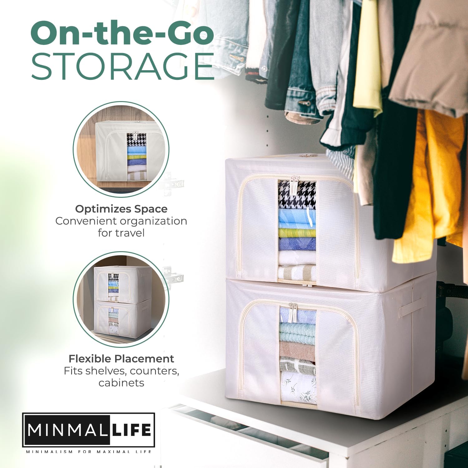 Minmallife Bolsa de almacenamiento de alambre de hierro – Cajas de almacenamiento plegables – Organizador de almacenamiento de sábanas – Caja de