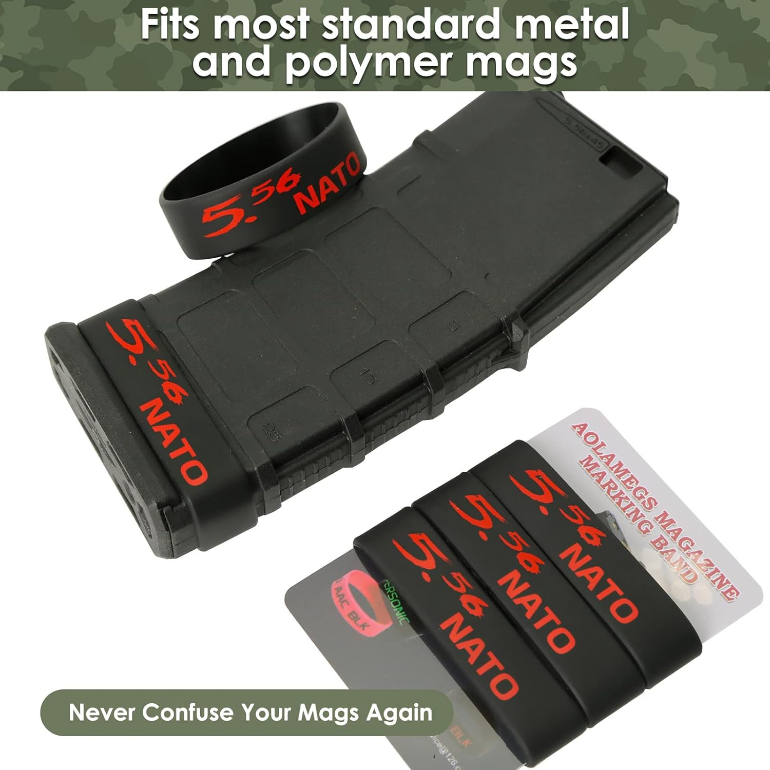 Aolamegs Paquete de 510 bandas para revistas, 5.56 OTAN, 300 apagones, 300 Subsonic, .223 Remington, .308 Winchester, 7.62 x 39, bandas de silicona