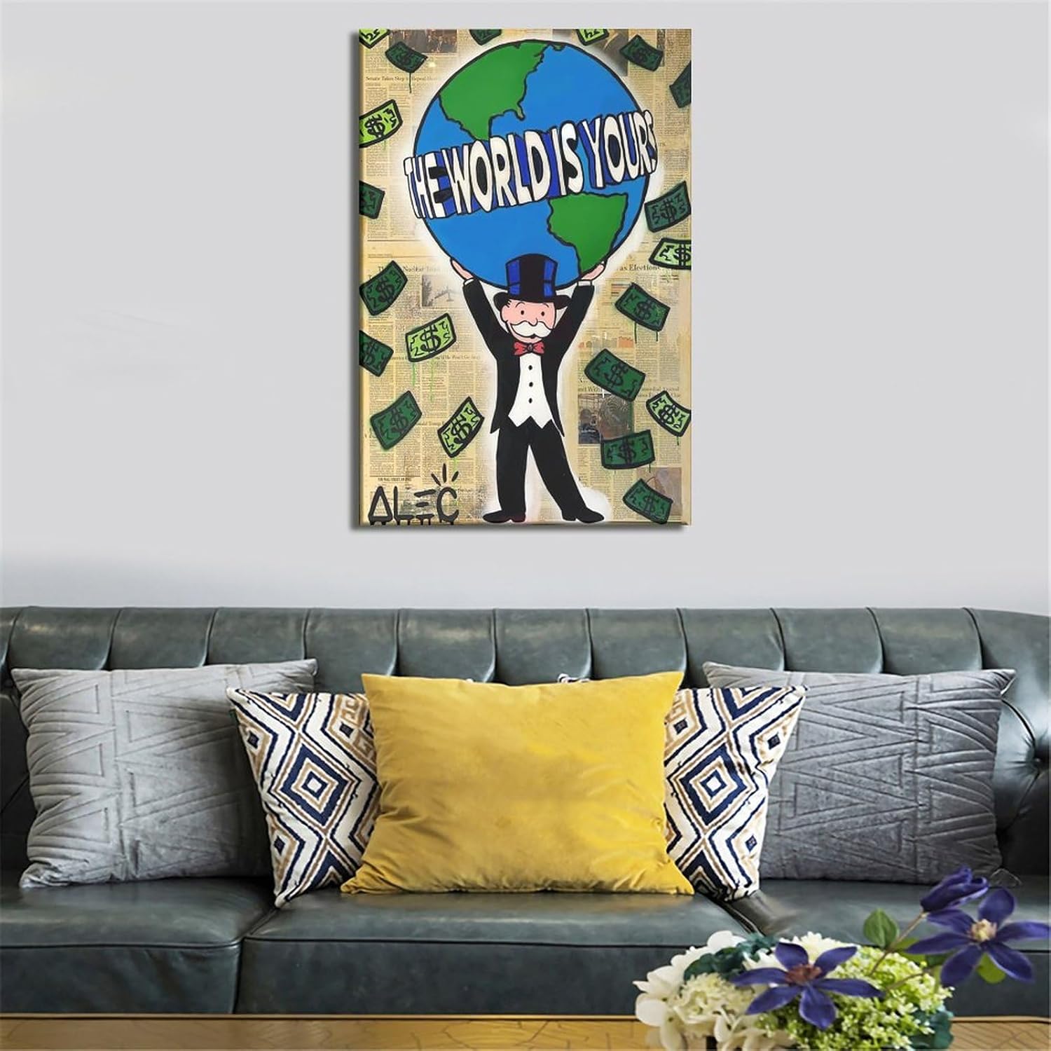 ALEC-Monopolys – Póster en lienzo con texto en inglés The World Is Yours (El mundo es tuyo), pinturas para decoración de pared para sala de estar,