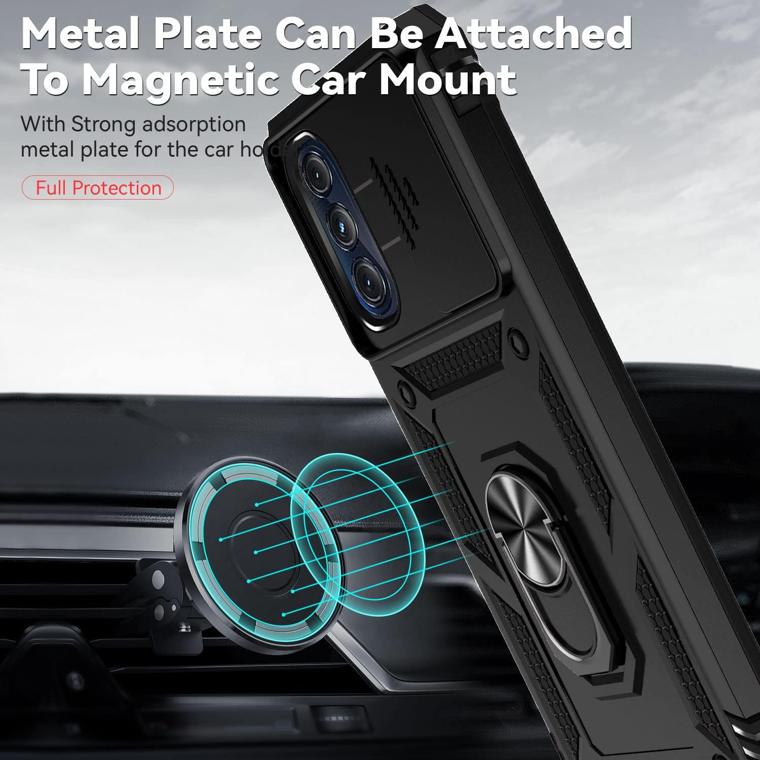 Funda compatible con Motorola Moto G 5G 2022 con protector de pantalla, a prueba de golpes, protección de grado militar, soporte magnético integrado