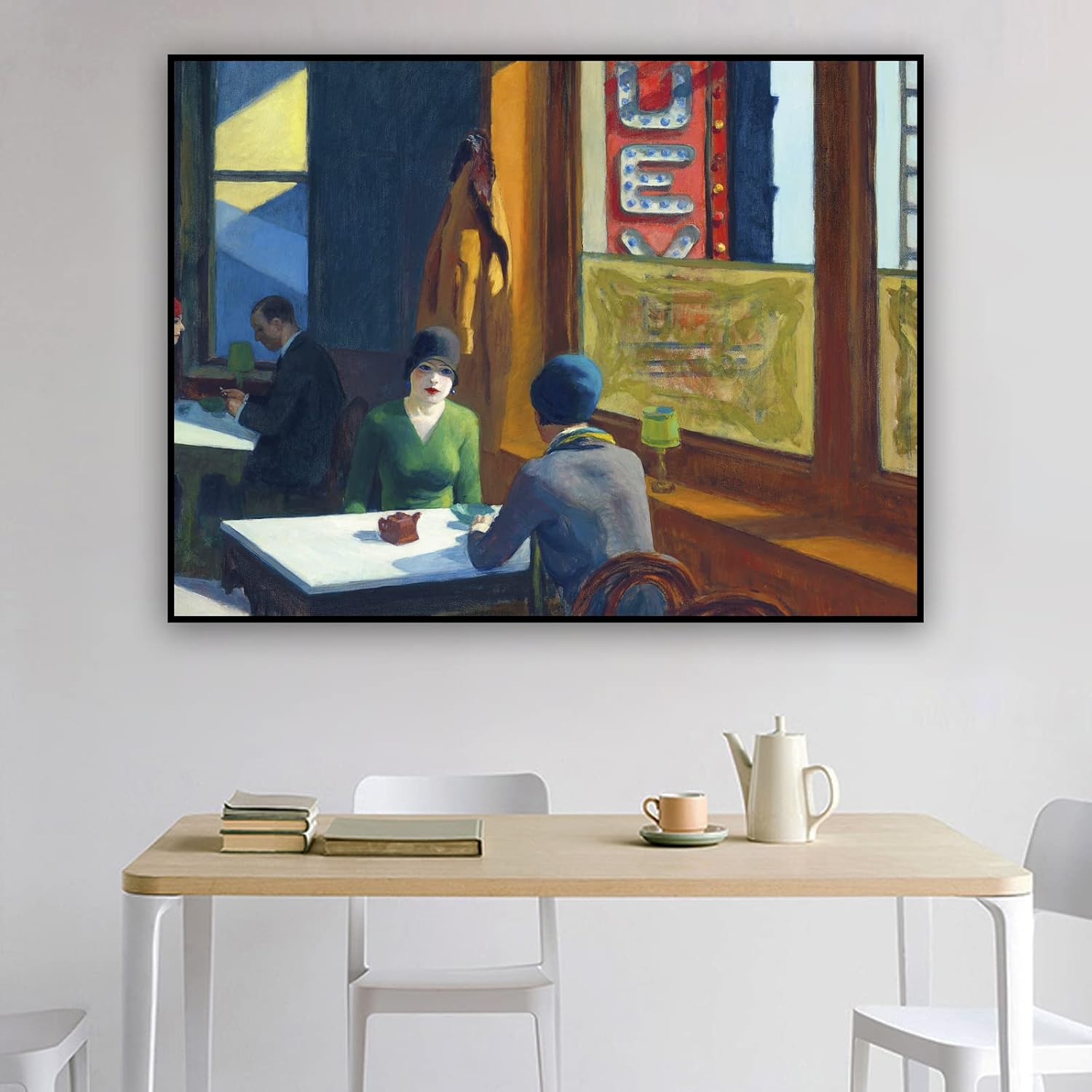 ZZPT Chop Suey – Impresión artística en lienzo por Edward Hopper – Reproducciones famosas de pinturas al óleo – Pósteres de arte de pared en lienzo