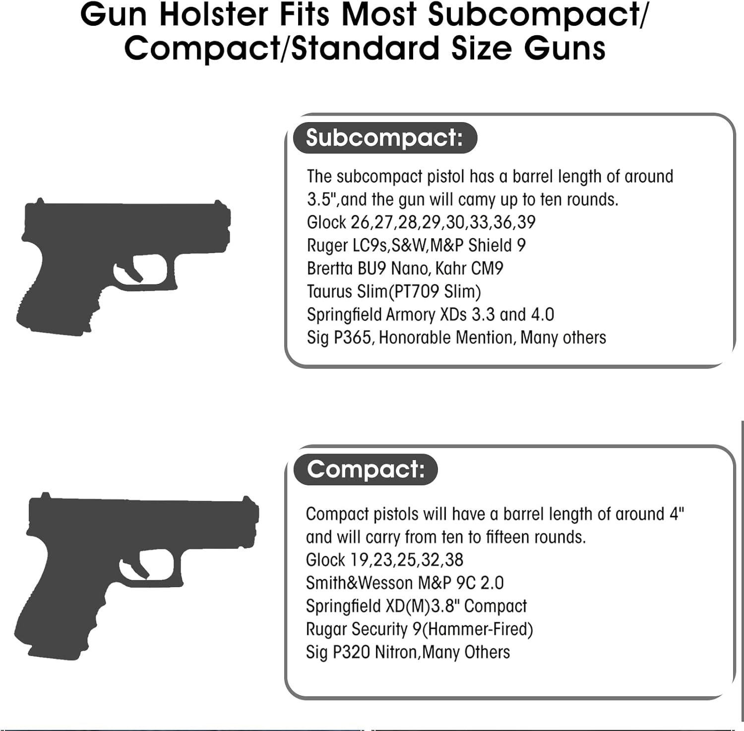 Paquete de 2 fundas de cuero ECO para pistolas, funda oculta IWB para mujereshombres, fundas de cintura interior para pistolas, se adapta a la