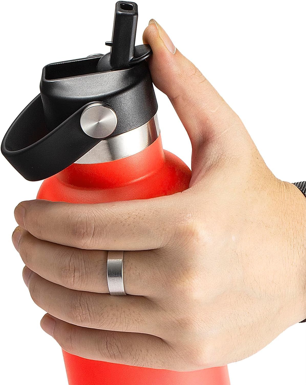 Tapa de popote para Hydroflask, tapas con popote para Hydro Flask, tapa de popote de boca estándar de 18, 21, 24 onzas, tapa de repuesto, botella de