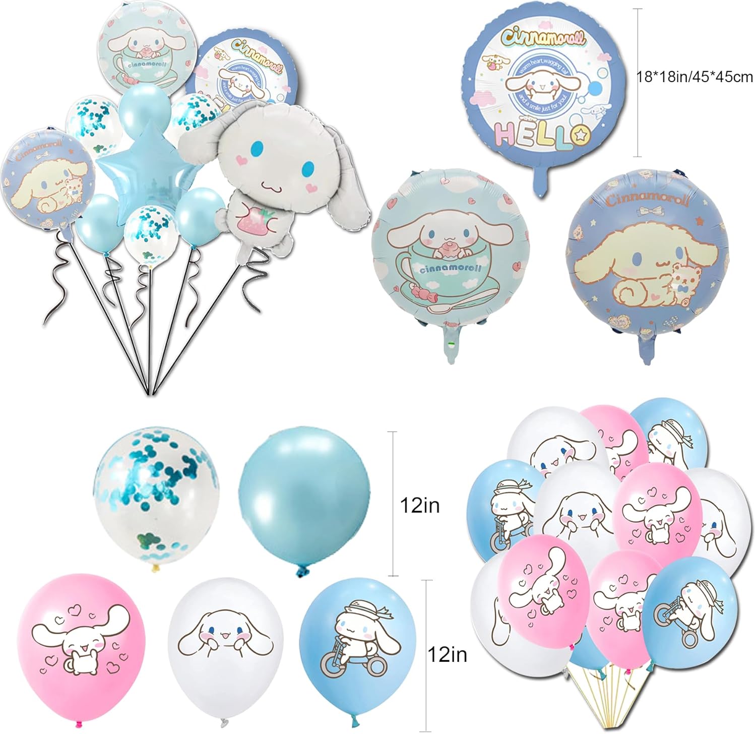 Cimn-amorill – Globos de papel de aluminio, 31 globos de aluminio para decoración de fiesta de cumpleaños de perro de dibujos animados Sann-rio