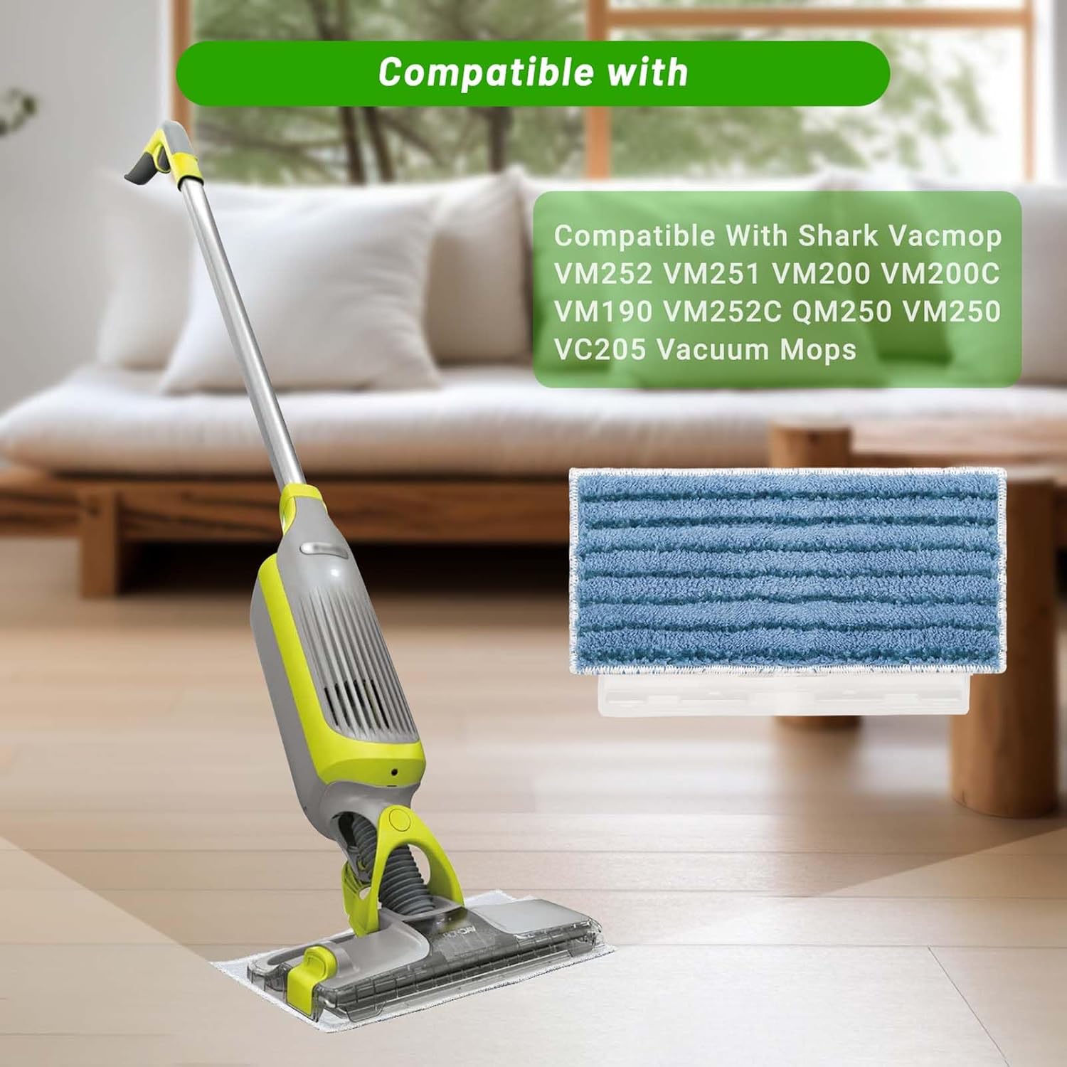 Paquete de 4 almohadillas de microfibra lavables de repuesto para trapeadores de aspiradora Shark Vacmop VM252 VM251 VM200 VM200C VM252C QM250 VM250