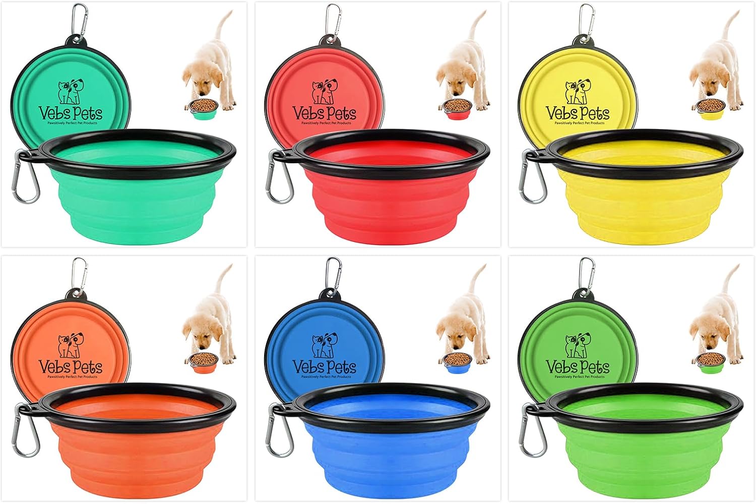 Cuencos plegables para perros, paquete de 2 cuencos portátiles de agua para perros medianos y pequeños, gatos y mascotas, plato plegable de riego