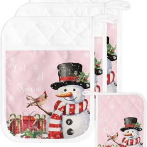 Juego de 3 agarraderas de tela de toalla con bolsillo antideslizante y aislante de calor con bolsillo para horno, diseño de copo de nieve de Juego de 3 agarraderas de tela de toalla con bolsillo antideslizante y aislante de calor con bolsillo para horno, diseño de copo de nieve de