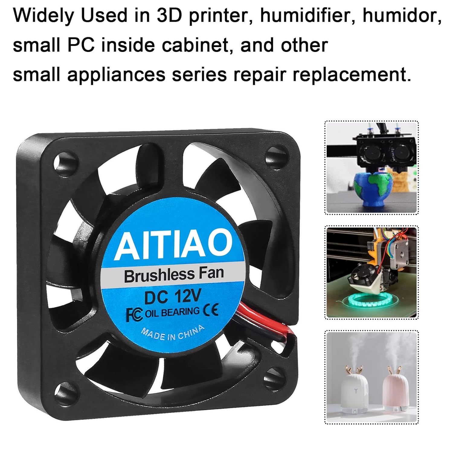 6 unidades 4010 ventilador ventilador DC 12V mini ventiladores de refrigeración sin escobillas 1.575×1.575×0.394 in soplador de impresora 3D 4010