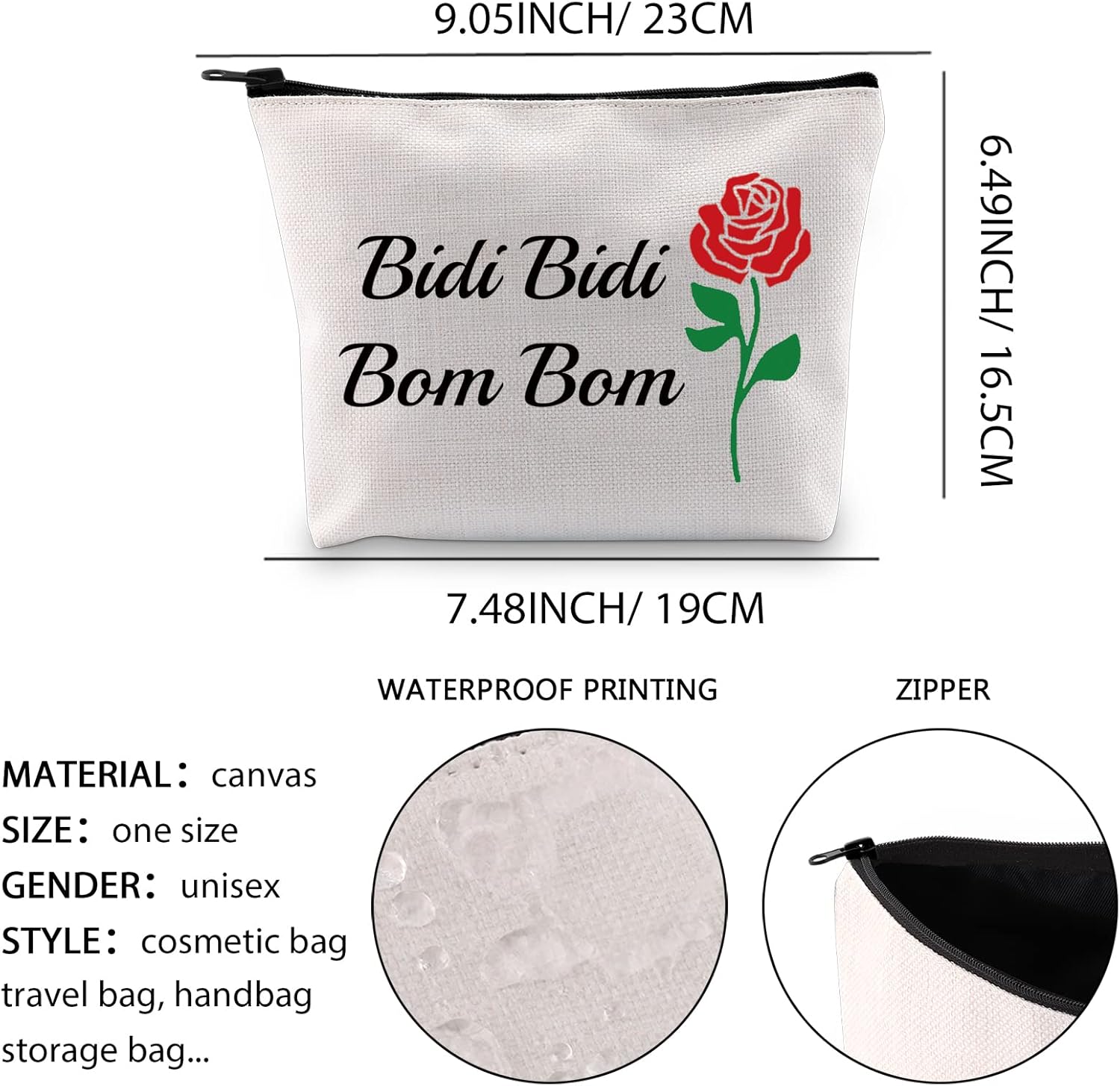 XYANFA Singer Selen Bolsa de Maquillaje Bidi Bidi Bom Bom Selen Latin Dance Lyric Gift Singer Fans Zipper Pouch, Bidi Bom, Moda