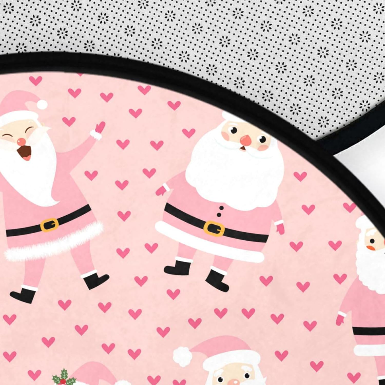 Alfombra redonda de Navidad de Papá Noel de 3 pies, color rosa para dormitorio, lavable, alfombra circular antideslizante con respaldo de goma,