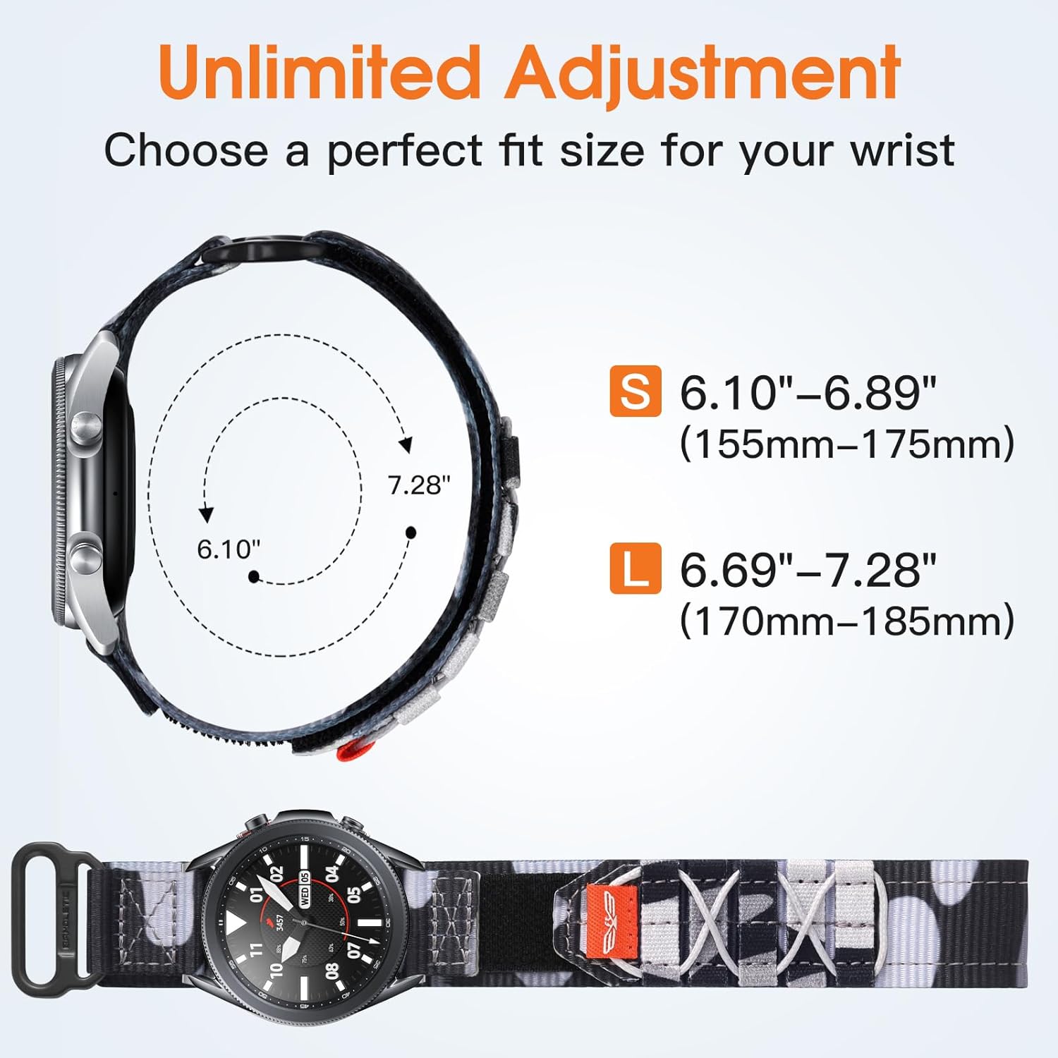 Compatible con correas de reloj Samsung Watch 3 de 1.772 pulgadas, correa resistente compatible con Samsung Gear S3 Frontier Watch, correa de bucle