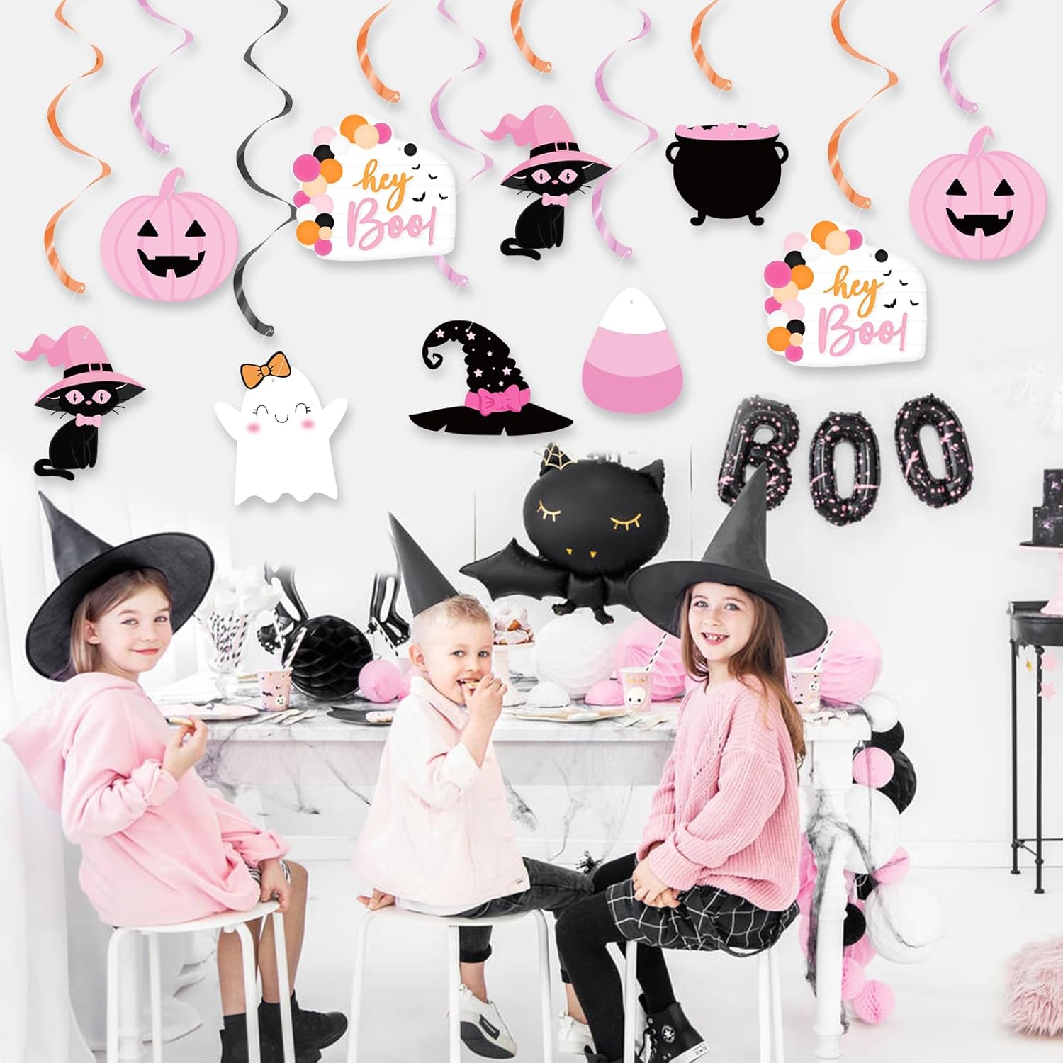 Remolinos colgantes para fiesta de Halloween, lindo caldero de bruja fantasma, calabaza, boo, serpentina colgante de techo para Little Boo Happy Boo