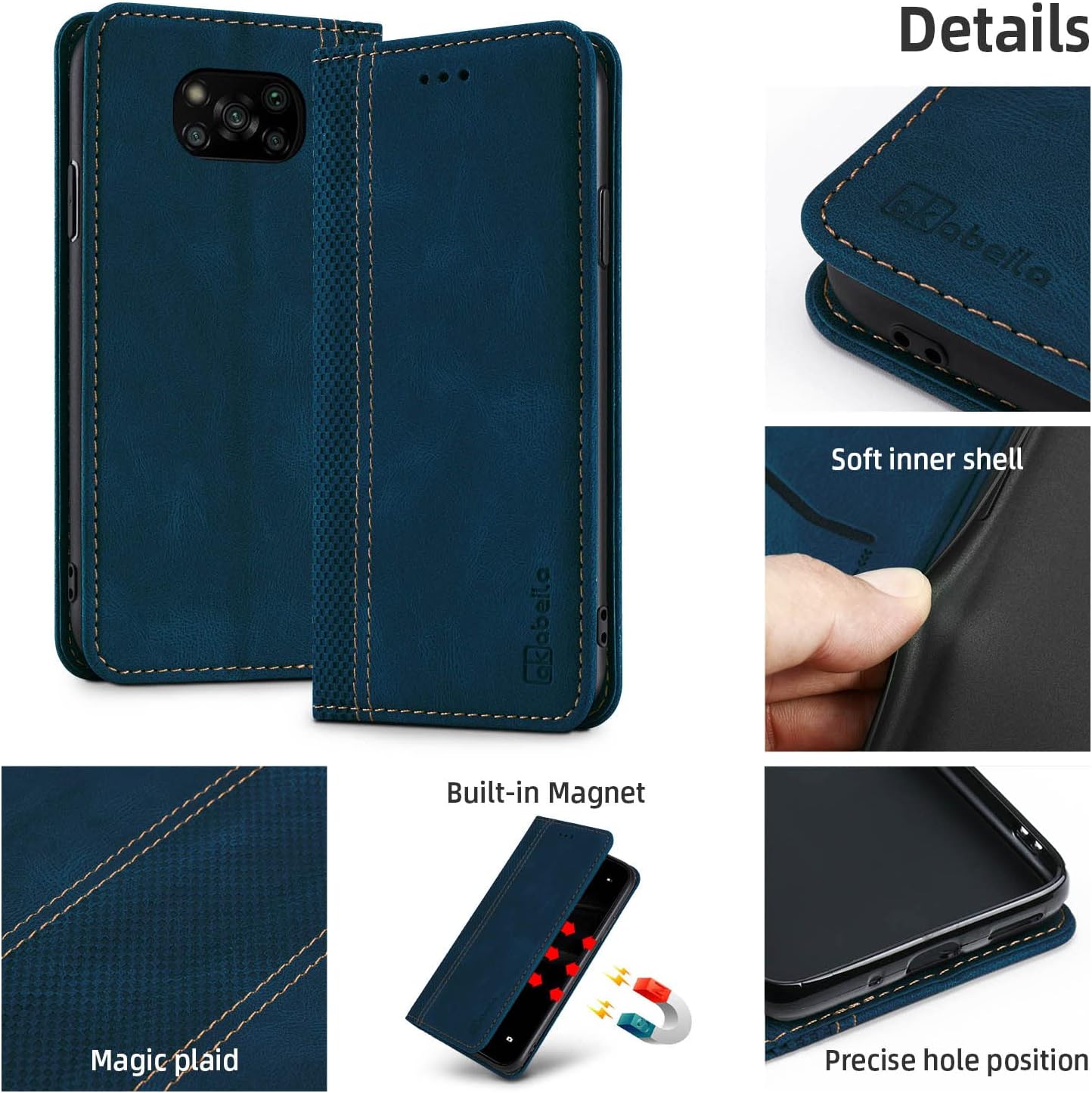 Funda para Xiaomi Poco X3 X3 Pro, funda tipo cartera con cierre magnético con tarjetero Xiaomi Poco X3 NFC Flip Folio funda protectora de TPU a