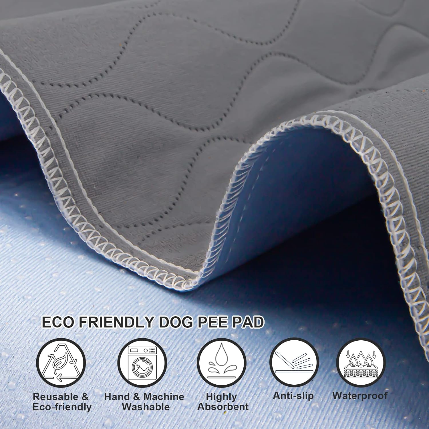 Almohadillas lavables para orina para perros, paquete de 2 almohadillas reutilizables lavables para cachorros, impermeables, almohadillas de orina