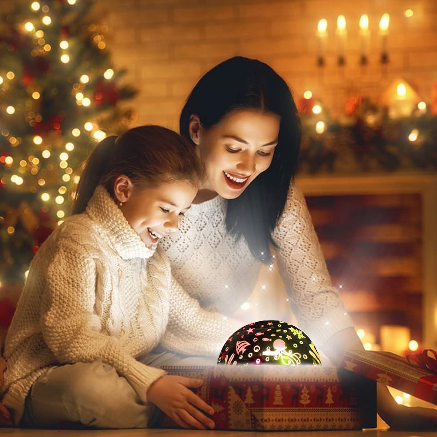 Proyector de luz nocturna de rotación de 360 grados para niños, proyector de luna y estrella, luz nocturna de 8 colores cambiantes, luces nocturnas