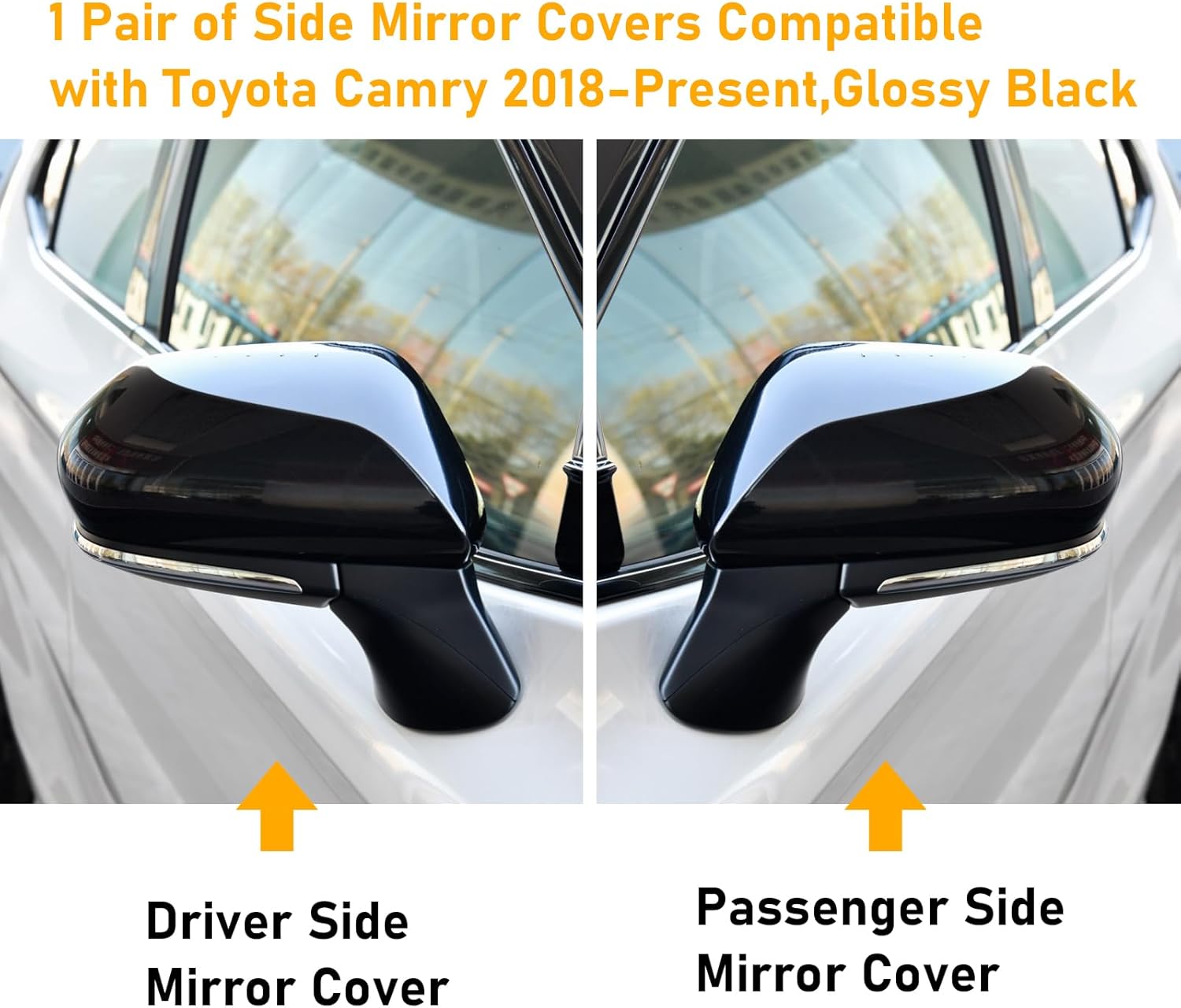 Compatible con cubierta de espejo retrovisor Toyota Camry 2018-2023, tapa de 8 generación para conductor y pasajero, cubierta de espejo retrovisor