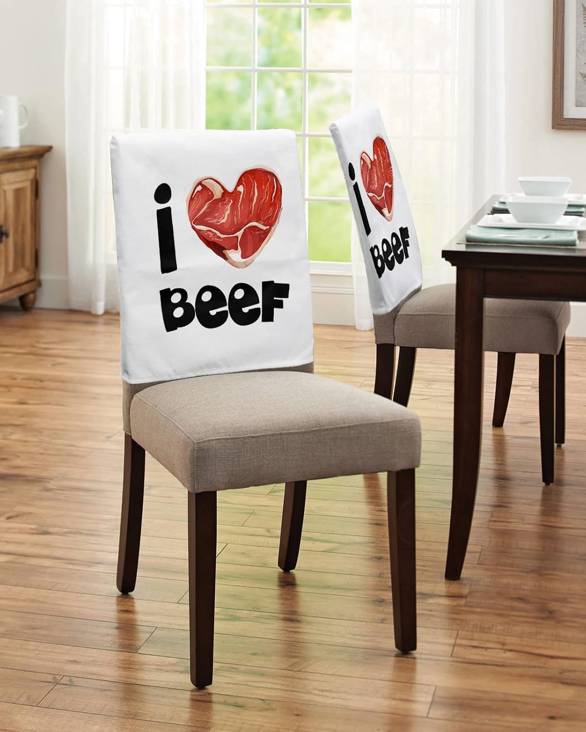 Maliyand Juego de 4 fundas protectoras para sillas de comedor, diseño de corazón de carne de res, extraíbles y lavables, para comedor, prevención de