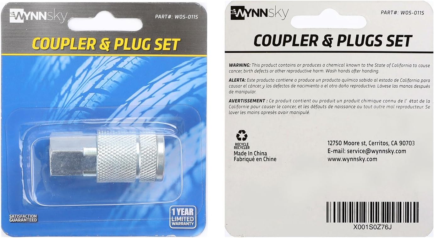 WYNNsky Juego de acoplador de aire automotriz, tamaño del cuerpo de 14 pulgada, tamaño de rosca hembra NPT de 14 pulgadas, accesorios de manguera de