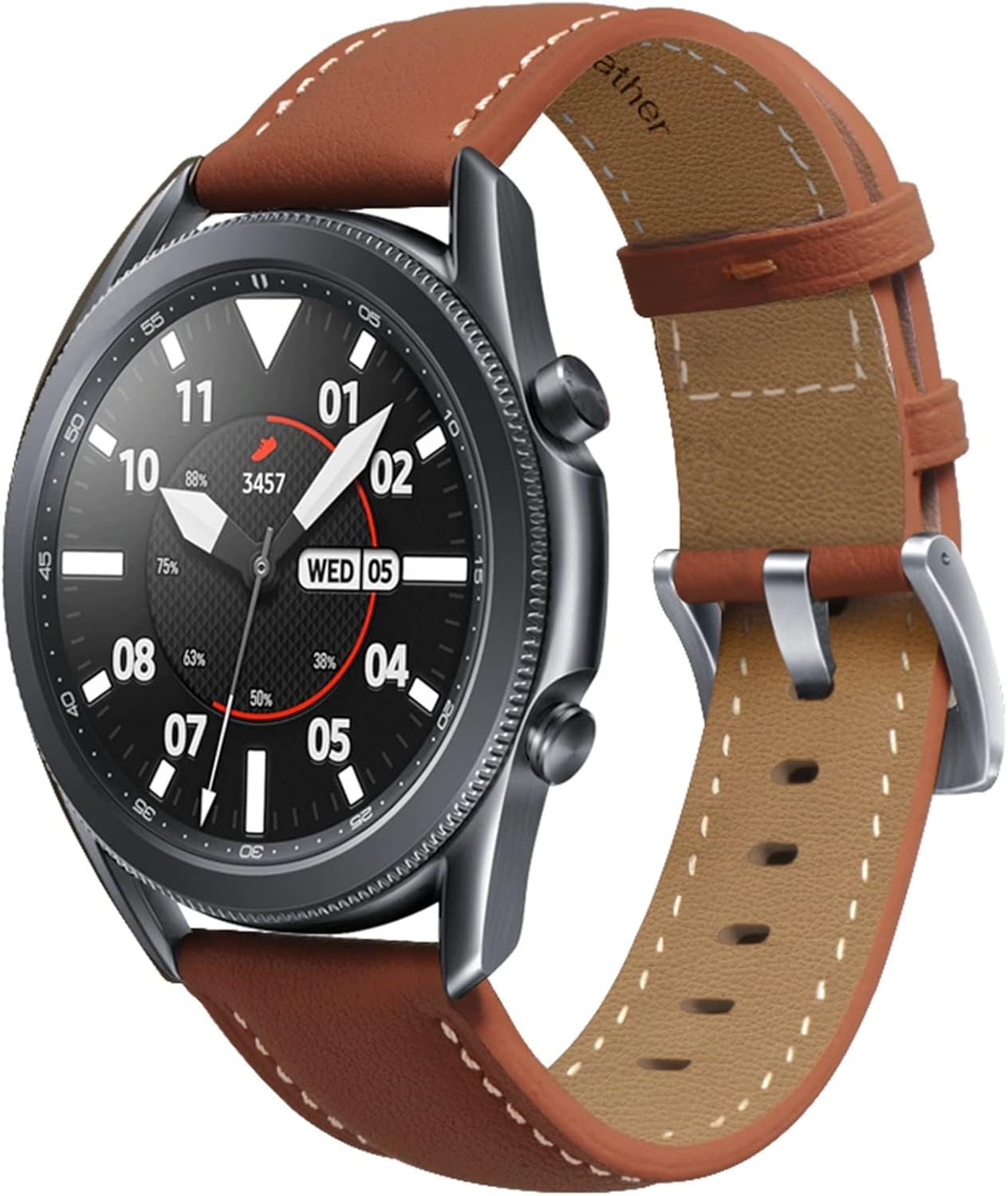 GANYUU Correa de cuero de 22 de 0.787in para Samsung Galaxy Watch 3 41 de 1.772in y 1.654in para Huawei Watch 3 GT2 de 1.811in Pro (color marrón,