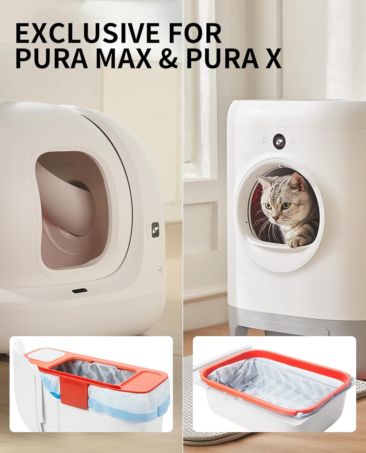 PETKIT PuraX PuraMax – Bolsas de basura reemplazadas, 5 rollos, bolsas portátiles para contenedores de basura para gatos para autolimpieza