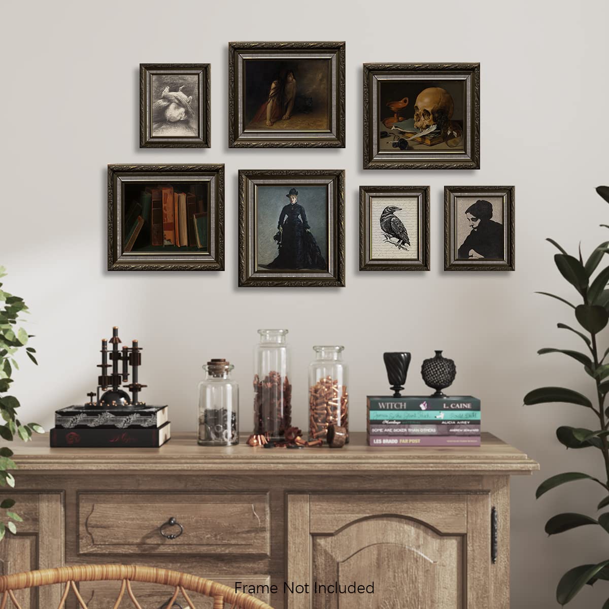 Halloween Wall Decor – Skull Ghost Raven Crow Pagan Gift – Haunted House Witch Witchy Poster Print – Spooky Weirdo Satanic Photo – Vintage Scary
