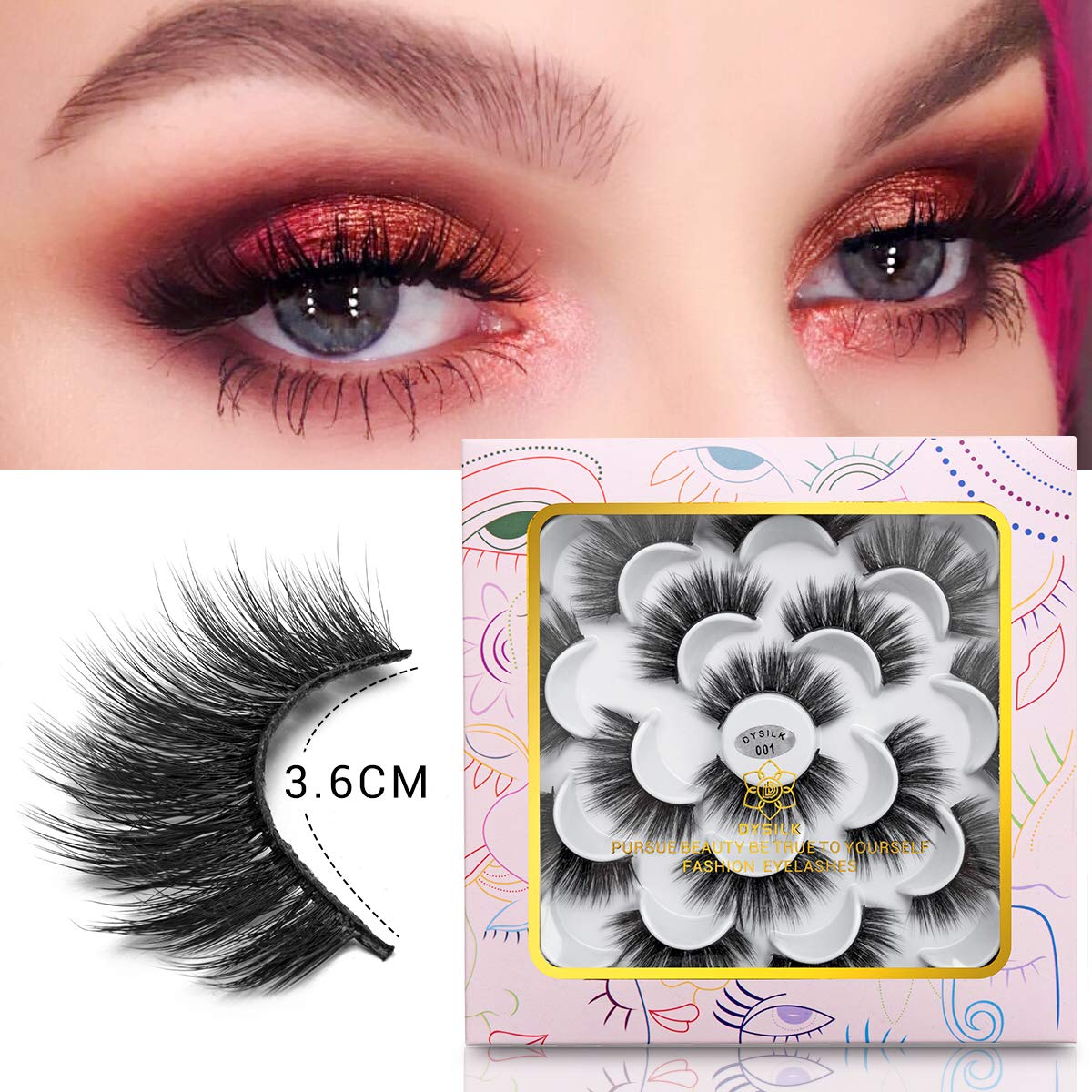 DYSILK – 10 pares de pestañas de visón 6D, pestañas postizas dramáticas de volumen grueso pestañas postizas naturales suaves extensión maquillaje