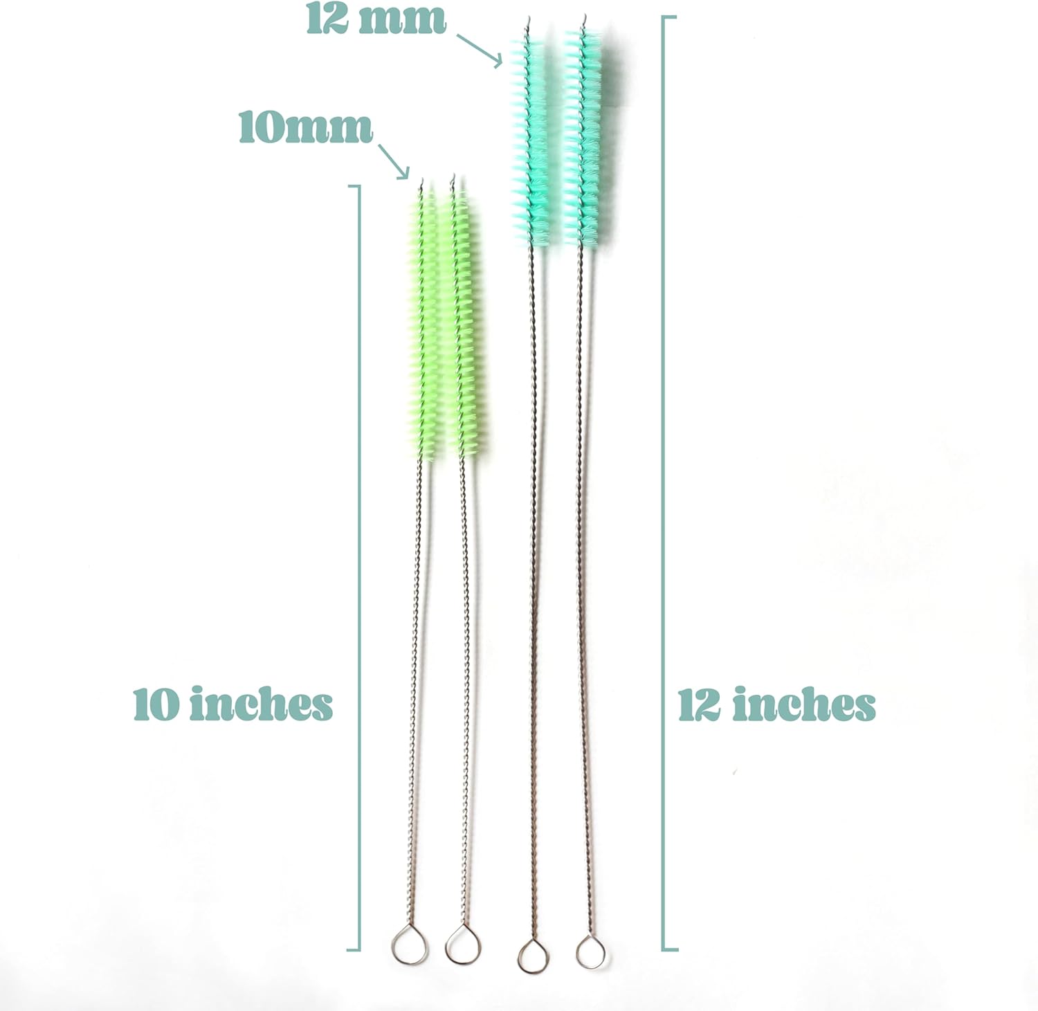 Juego de 4 cepillos limpiadores de pajitas extralargos, con bolsa de almacenamiento con cordón, bonito cepillo de limpieza de cerdas para silicona,