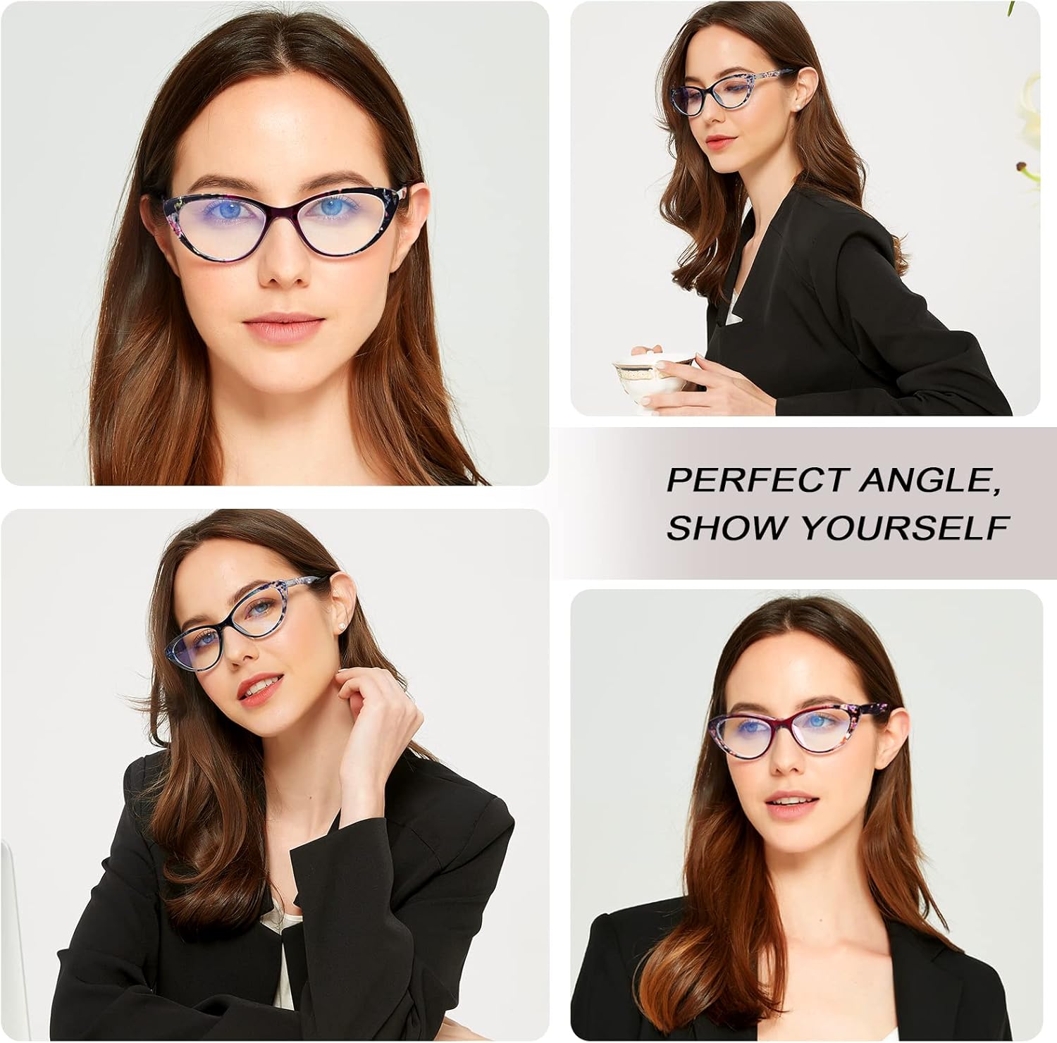 EYEURL Gafas de lectura de ojo de gato para mujer, paquete de 2 lectores con bloqueo de luz azul + 1.25 con diseño de bisagra de resorte, elige tu