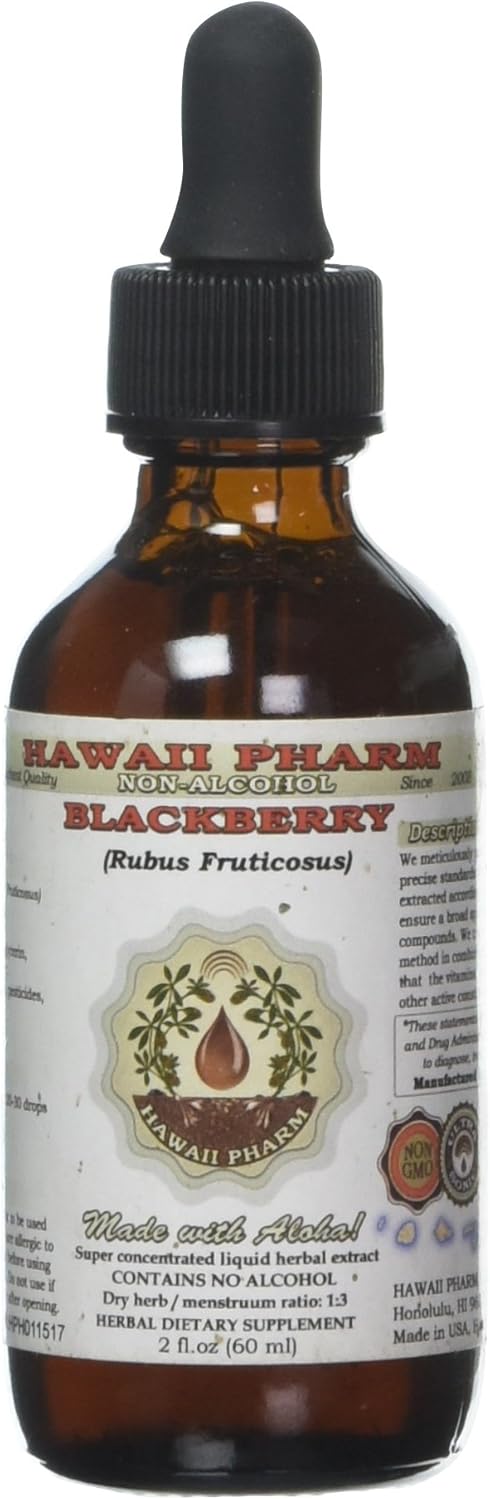 BlackBerry Extracto líquido sin alcohol, mora orgánica (Rubus fruticosus) glicerita de hoja seca 2 onzas