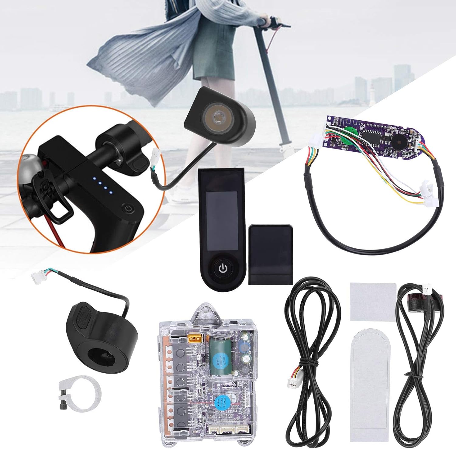 Kit de tablero de controlador de scooter eléctrico, monopatín, diaplay digital, luz trasera para XIAOMI M365  Pro