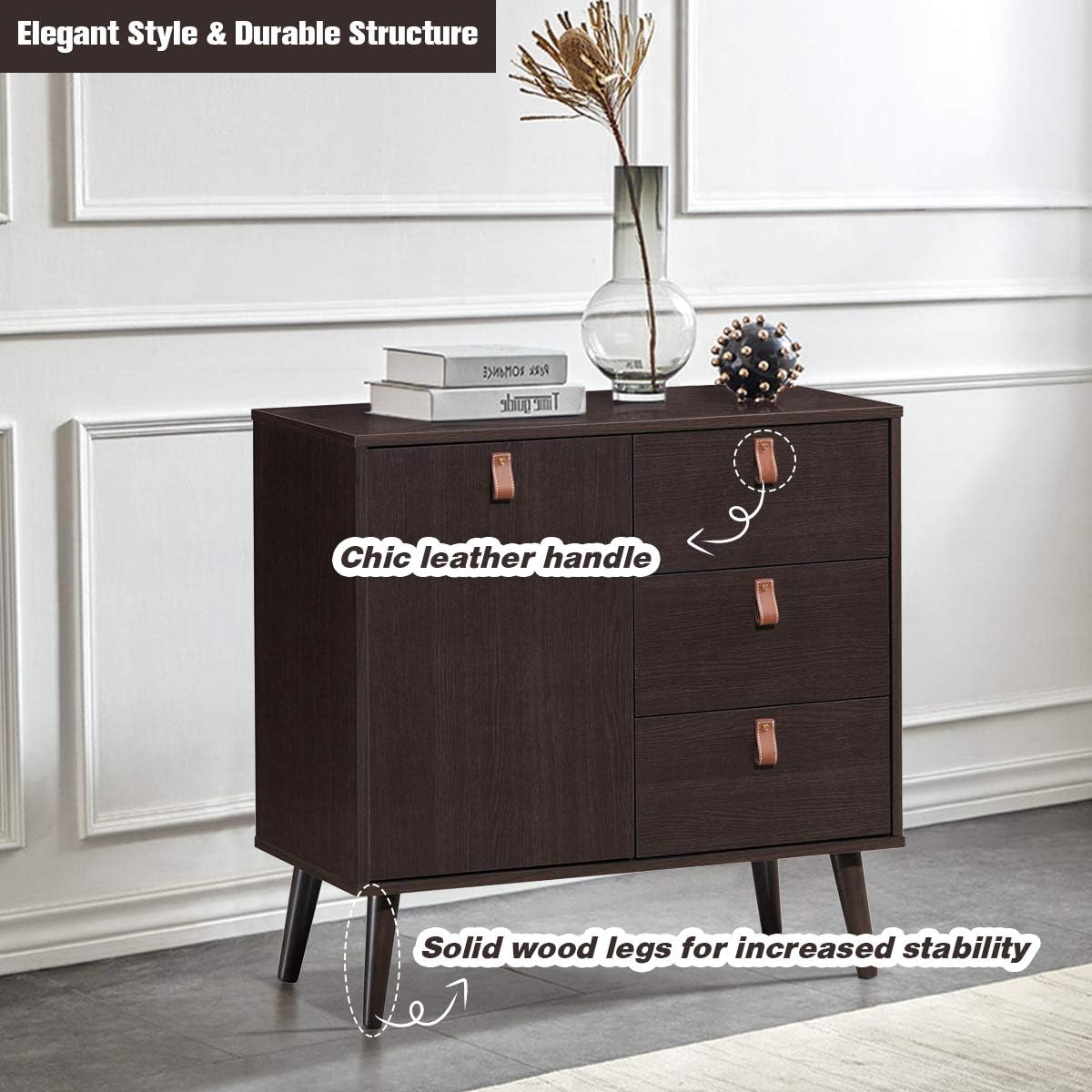Giantex Storage Cabinet, Large, Dark Brown