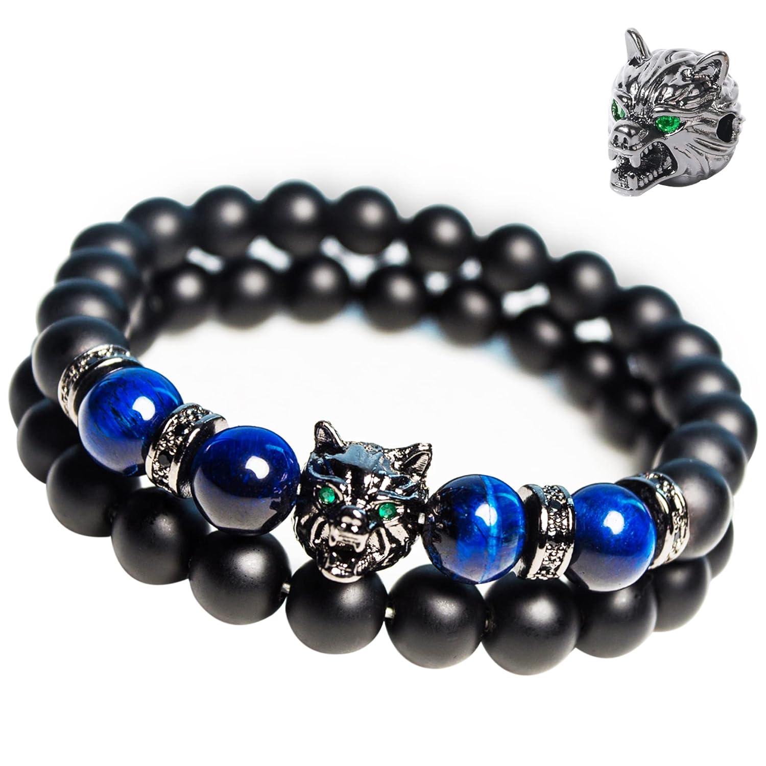 Tigers Eye Bracelet 8 Mm Beaded Bracelets,Triple Protection Bracelet with Obsidian Tiger Eye Bracelets for Men Women,Healing Anxiety Crystal