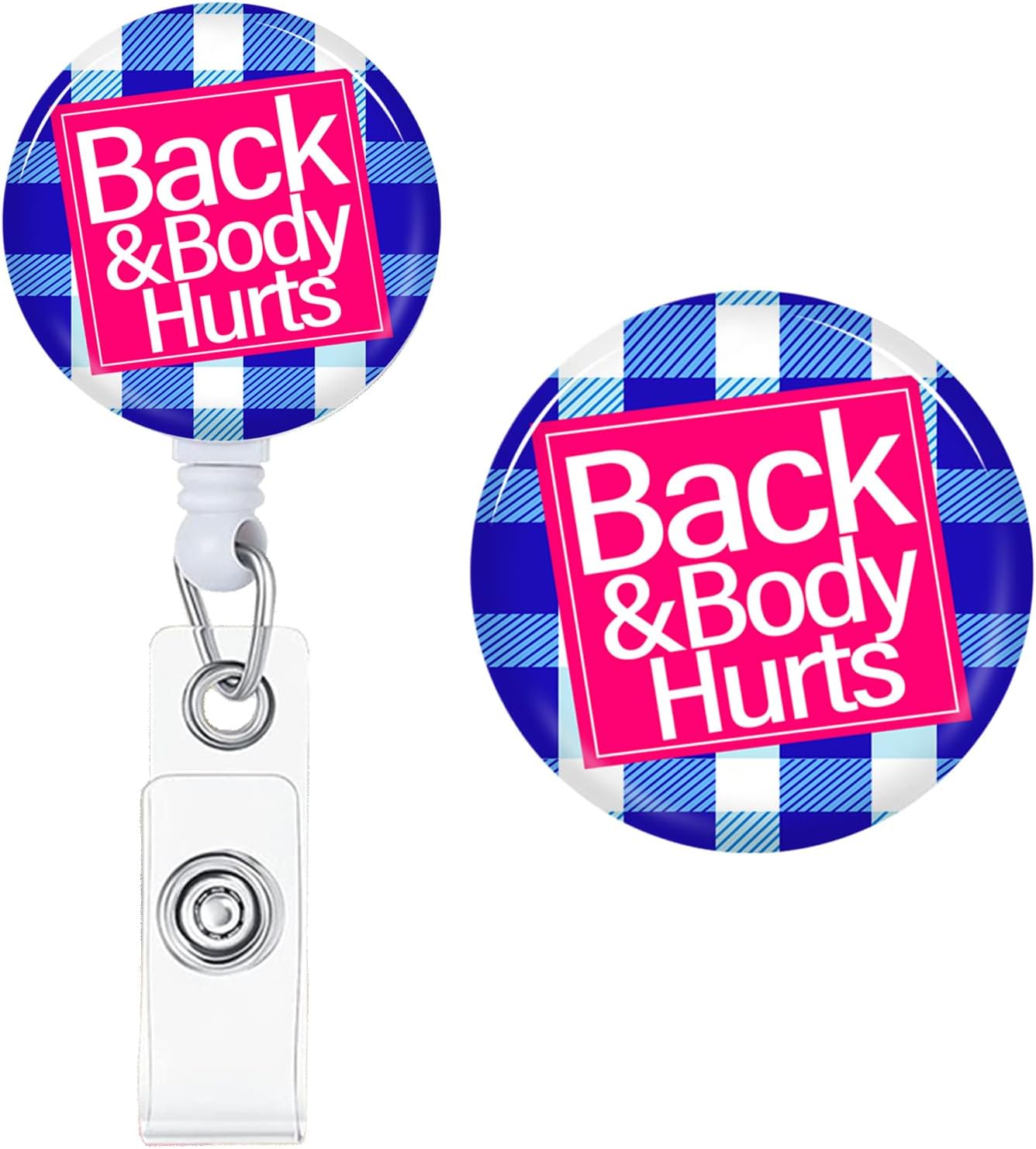Carrete de insignia de Back & Body Hurts, divertidos carretes de insignias retráctiles, clip retráctil, soportes retráctiles para enfermeras,