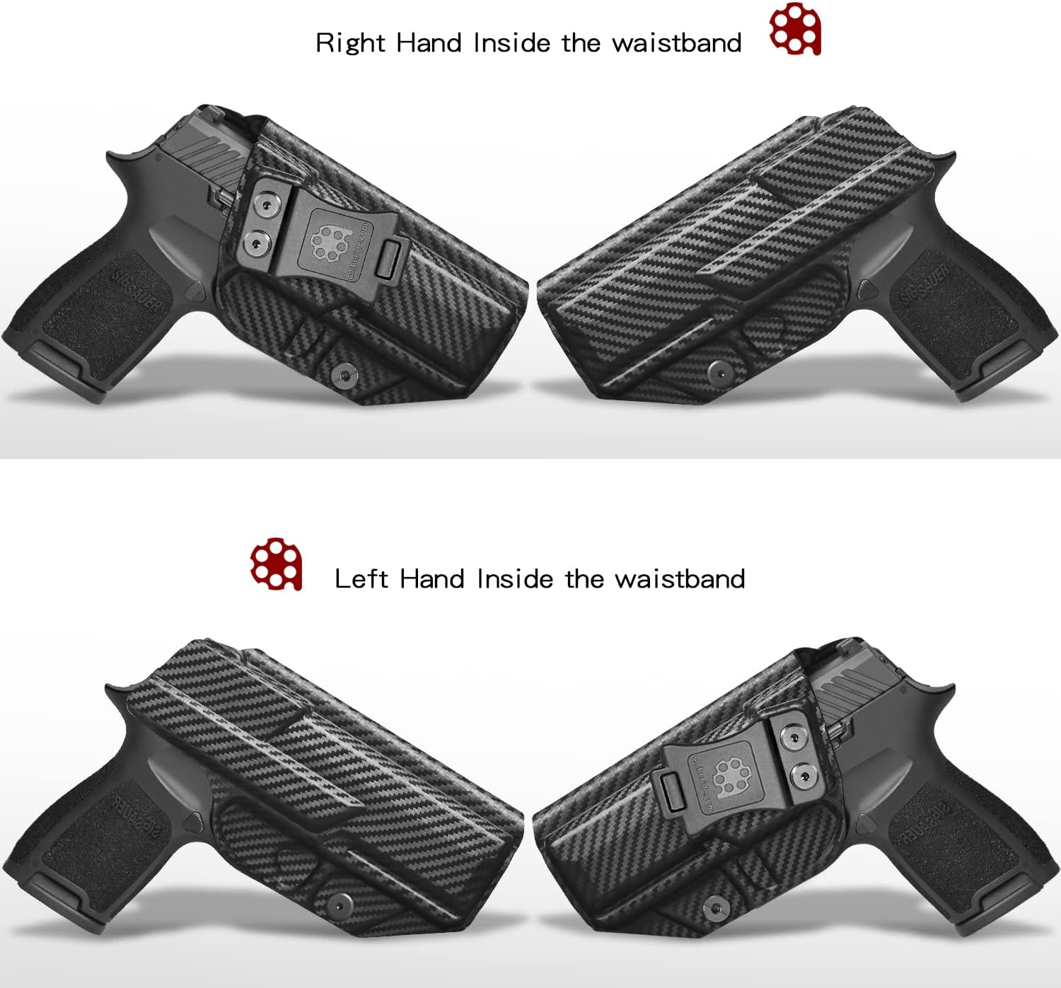 Amberide IWB & OWB KYDEX Holster Fit Sig Sauer P320 Carry  P320 Compact  P320 M18 Pistol, Inside Waistband Concealed Carry Holster, Adjustable Cant